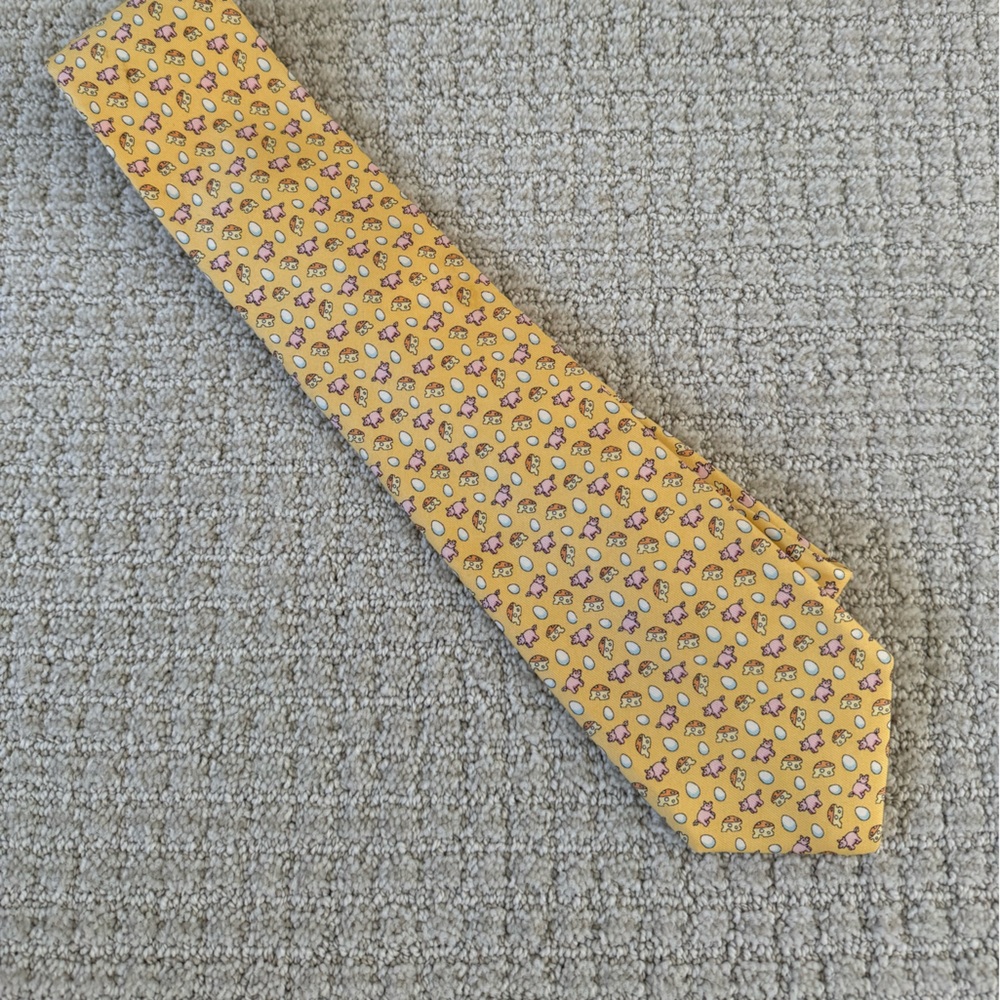 Vineyard Vines - Bacon Egg & Cheese - Yellow Pure Silk Men's Neck Tie.